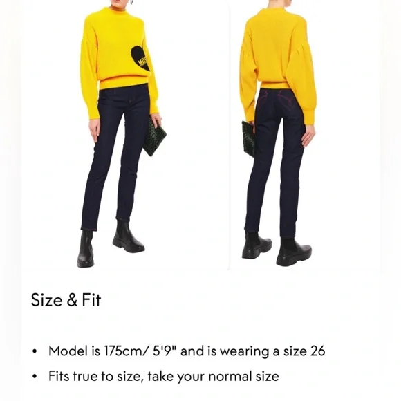 NWT LOVE MOSCHINO Mid-rise slim-leg dark denim jeans Size 26 - Picture 14 of 15